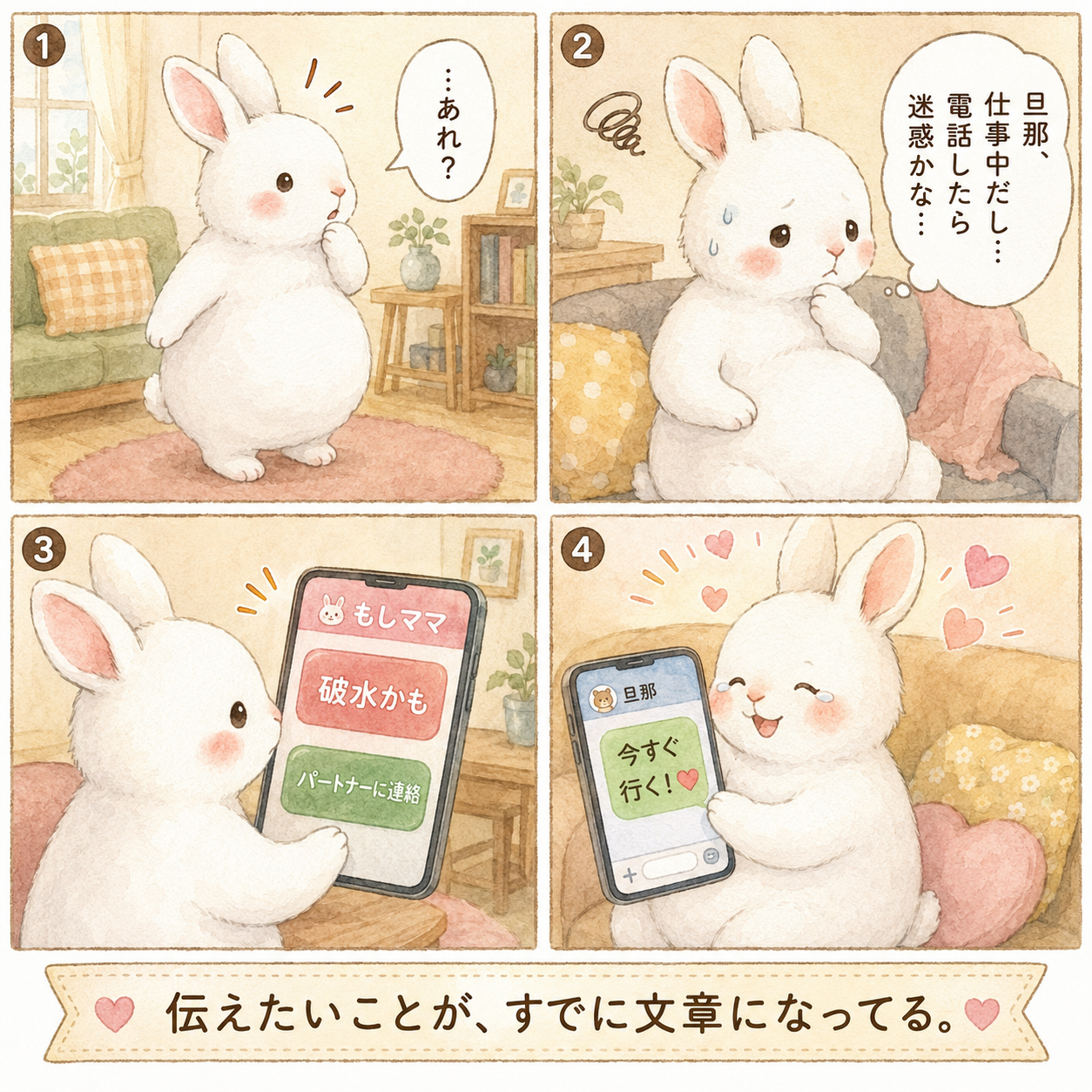 破水かもしれない場面の説明イラスト